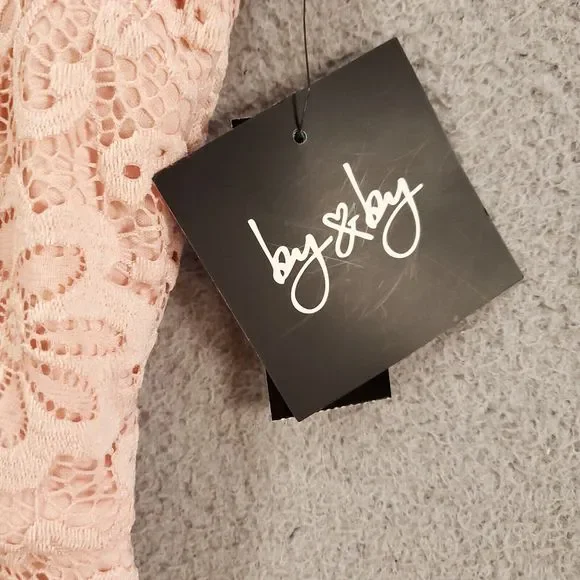 New By & By Dress Juniors 1 Blush Pink Lace Sheer Lined Back Zip - Picture 5 of 15